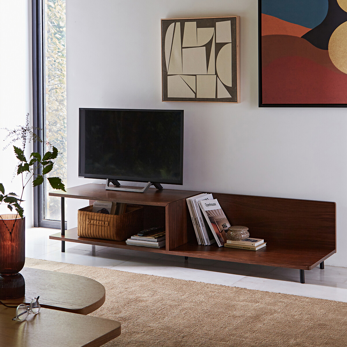 Mueble para TV chapado en nogal Zentar color nogal, LA REDOUTE INTERIEURS