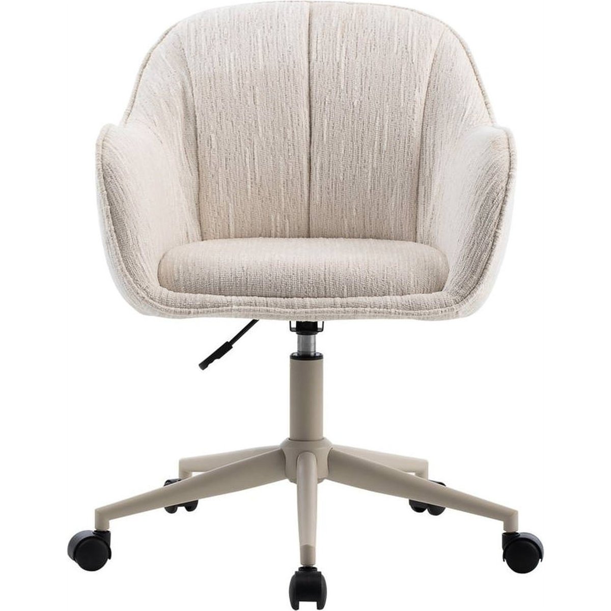 Chaise de bureau pivotante collection STEGO crème, piètement beige et roulettes noires, RECOLLECTION