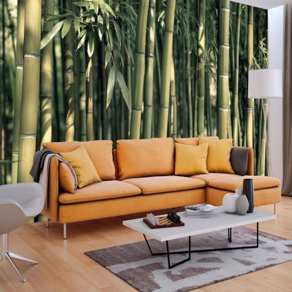 Papier peint intissé panoramique Orient Bamboo Exotic vert, EDEN