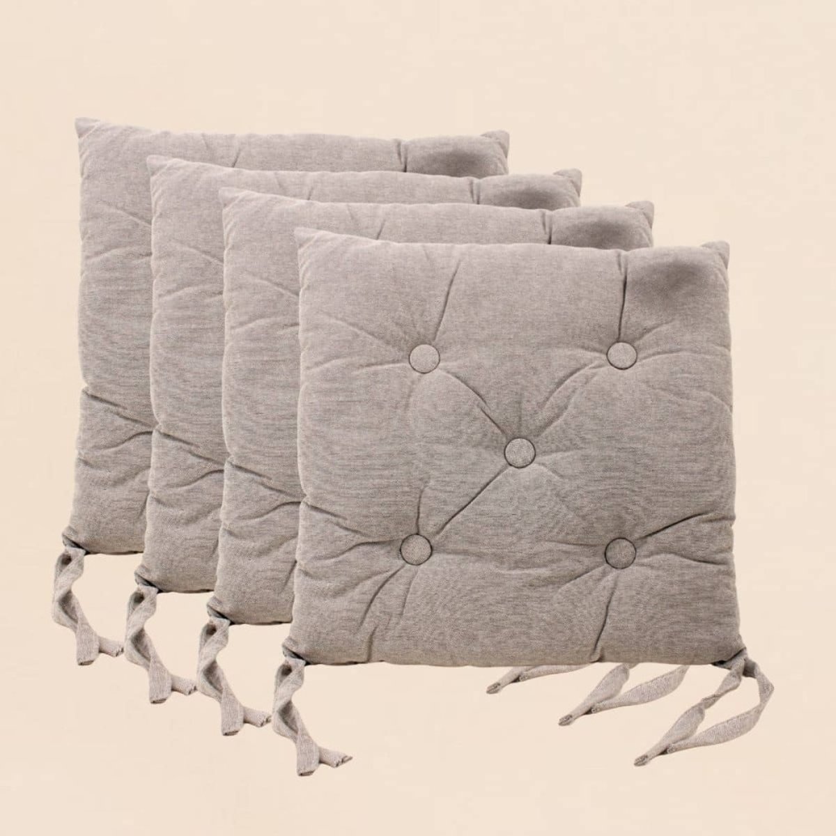 Lot de 4 galettes de chaise capitonnée taupe, ORNAMI