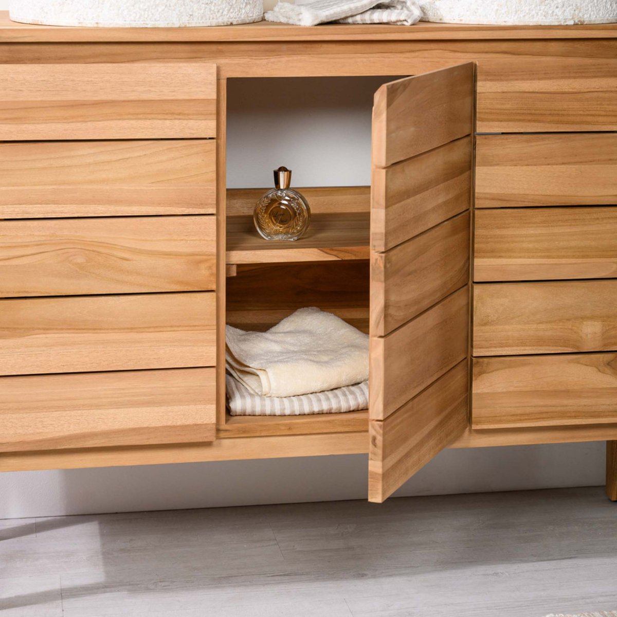 Meuble sous vasque en teck Ananta 120cm naturel, WANDA COLLECTION
