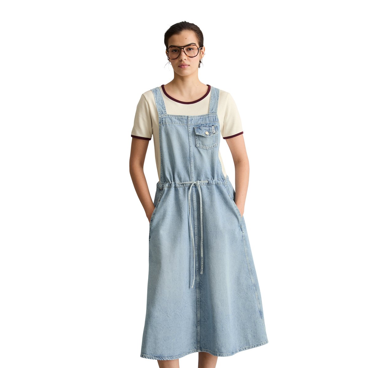 Robe en jean flared en pur coton bleu clair, MARC O’POLO DENIM
