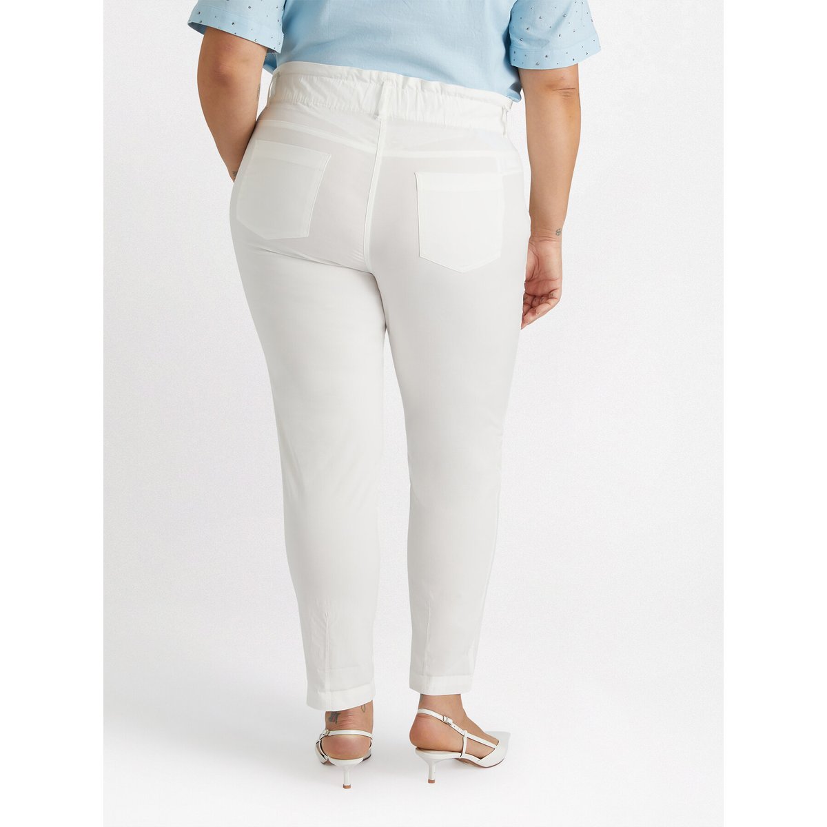 Pantalon en coton extensible et lyocell blanc, FIORELLA RUBINO