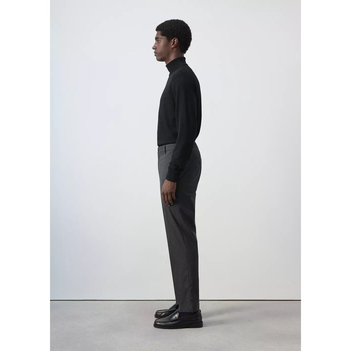 Pantalon Bologna cropped slim-fit gris chiné foncé, MANGO MAN