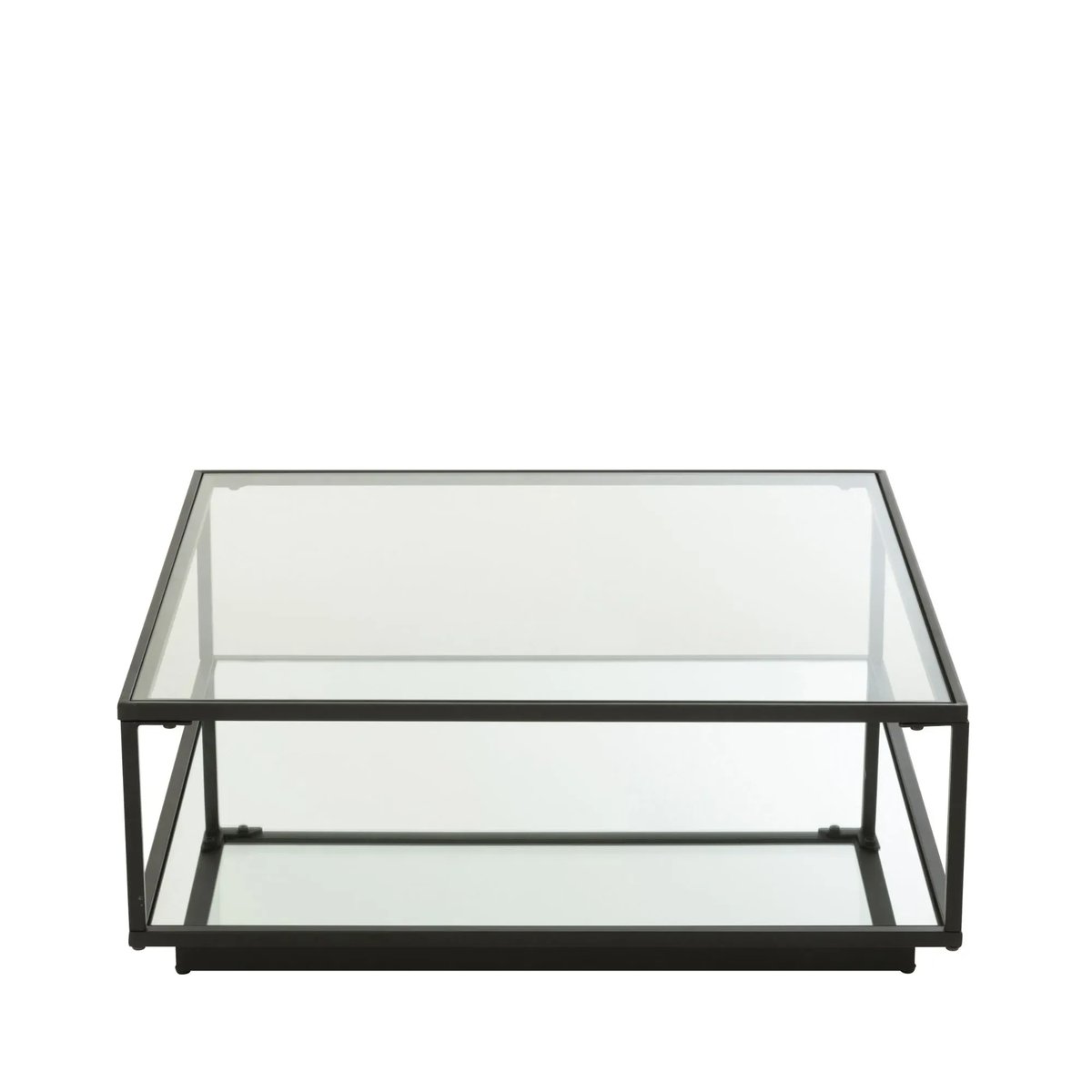 Table basse carrée en verre et métal noir L80 - ORION transparent, HELLIN, DEPUIS 1862