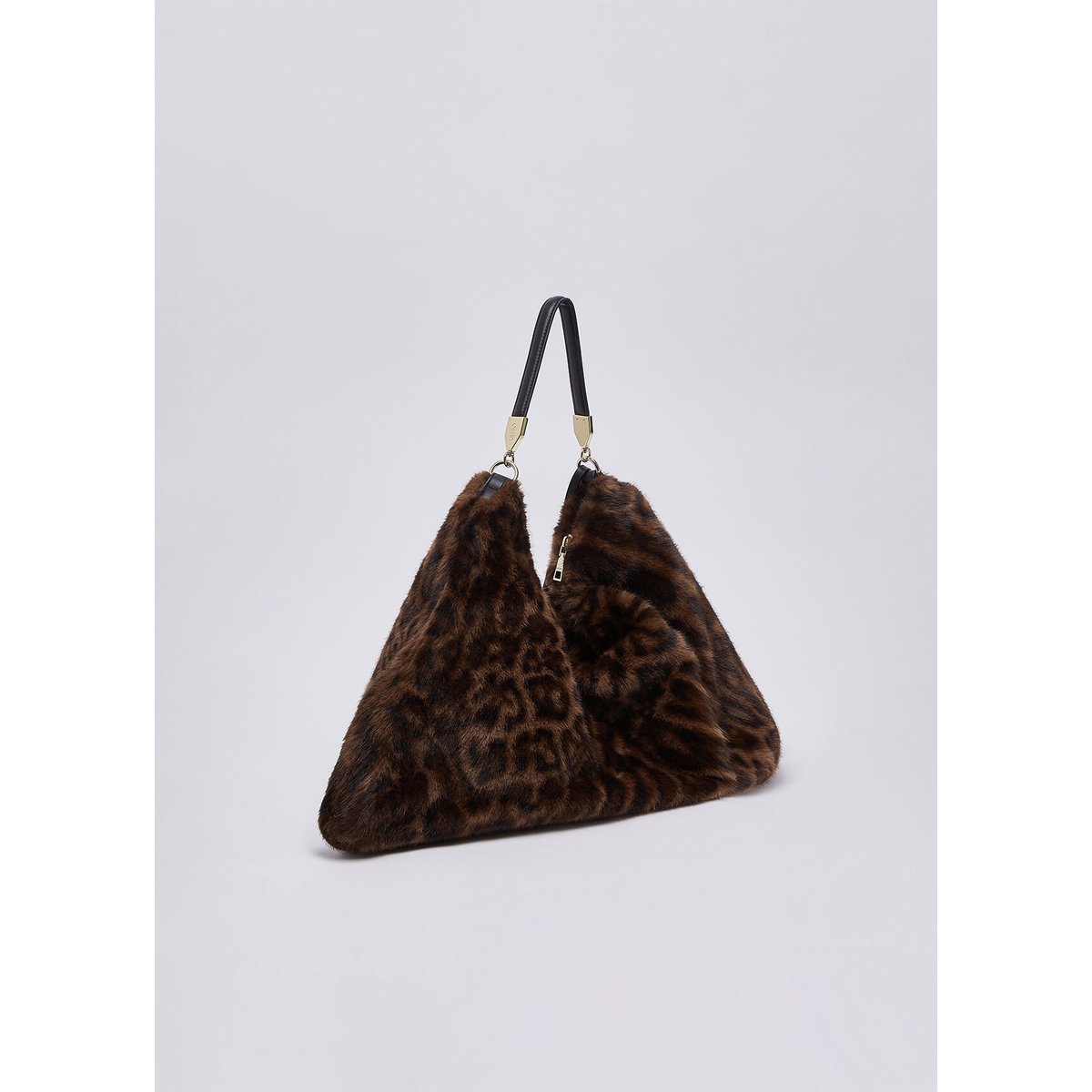 Sac grand format en imitation fourrure noir animalier, LIU JO