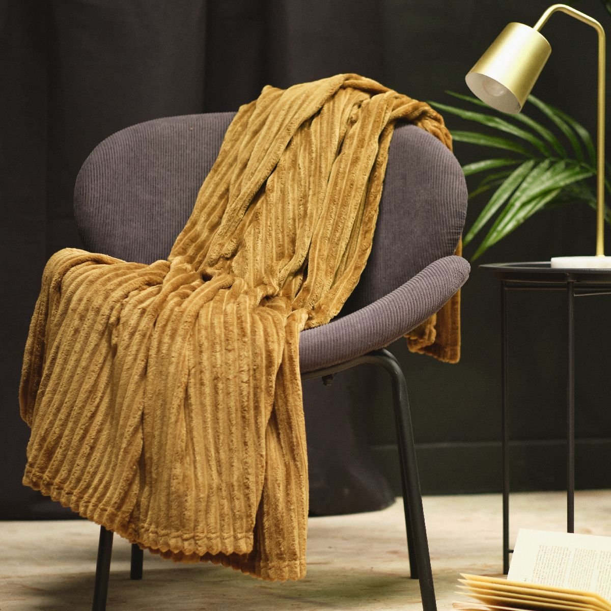 Plaid cotelé uni ESSENTIAL bronze, TODAY