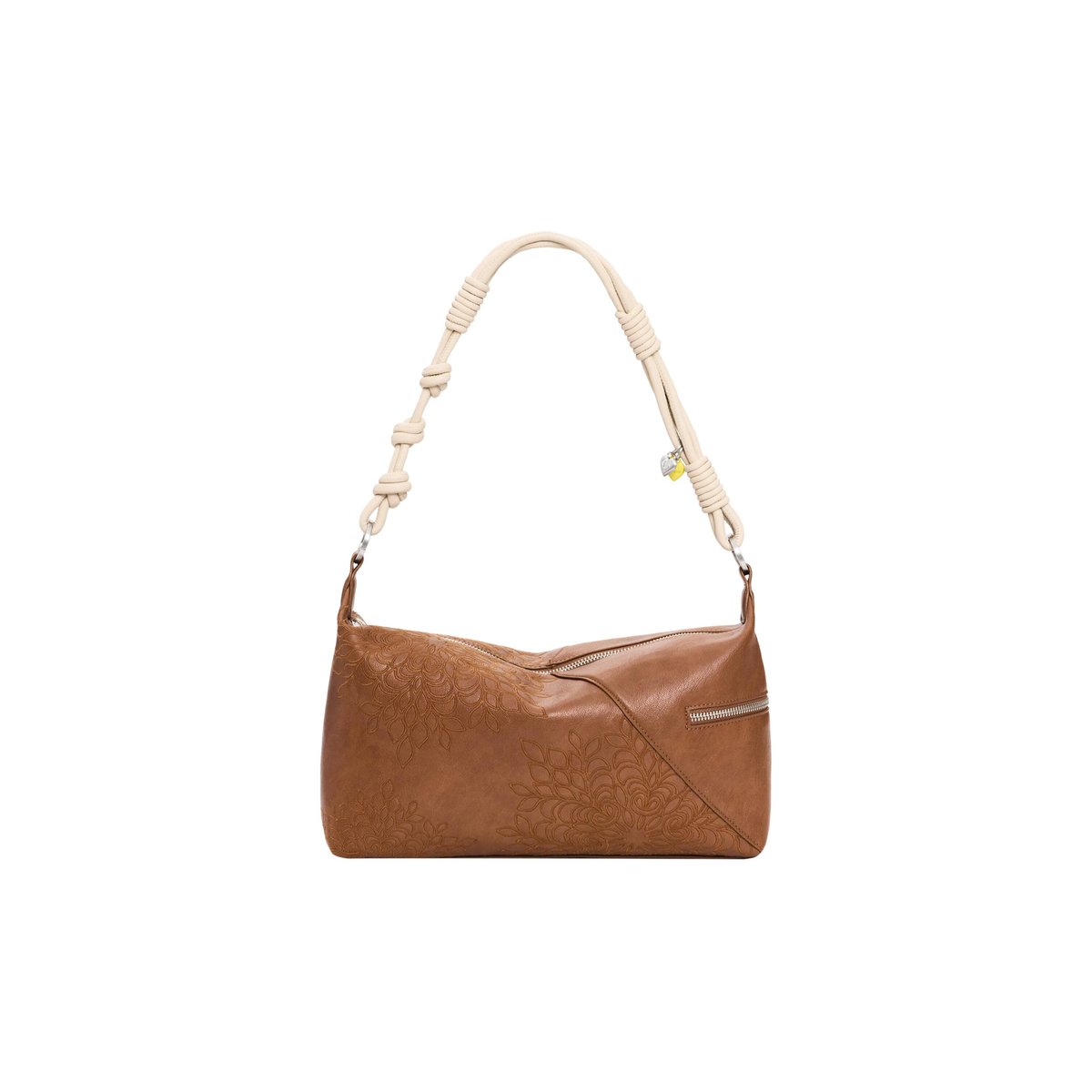 Sac moyen brodé marron, DESIGUAL