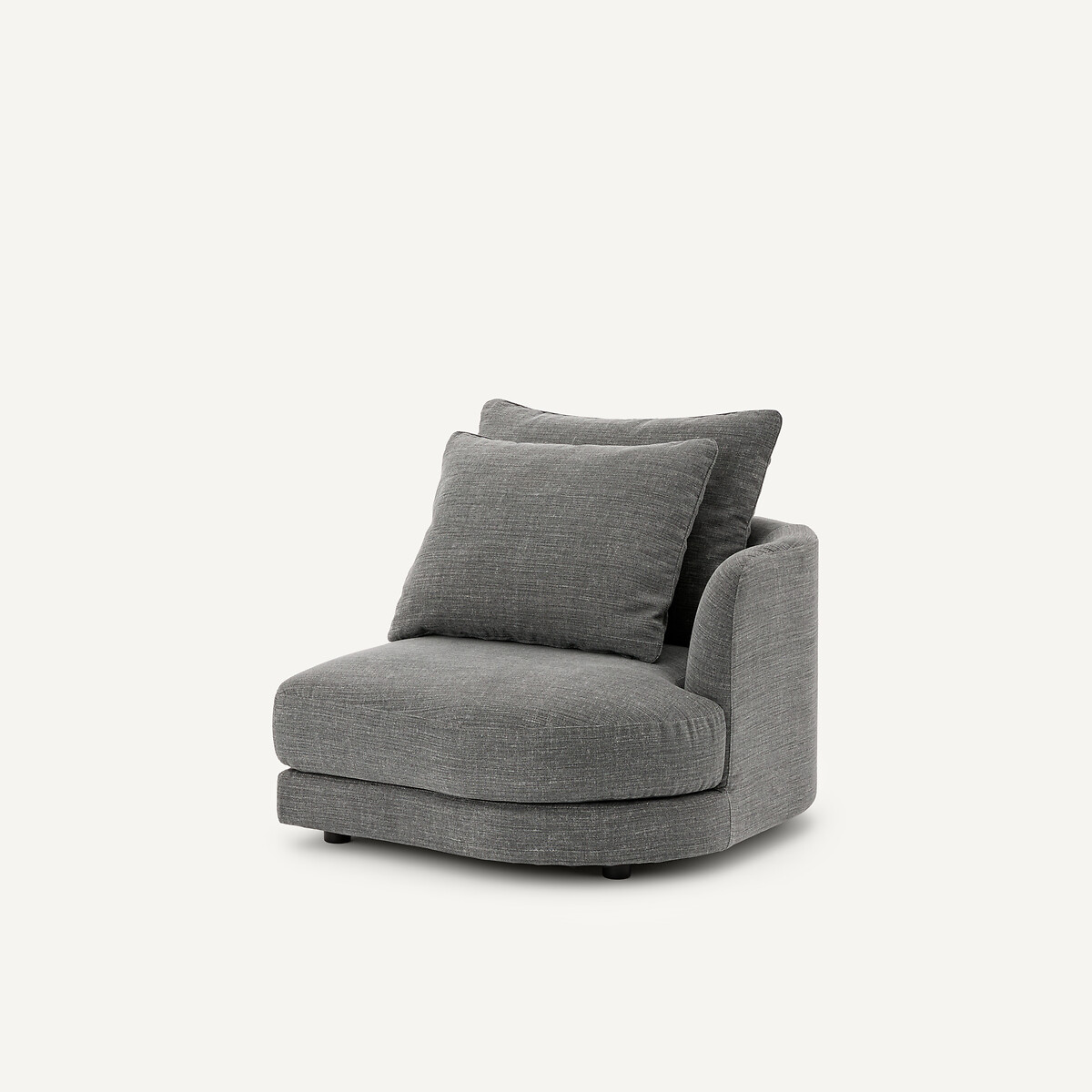 Demi-canapé droit, arrondi, modulable en coton et lin, TIBERIO anthracite, AM.PM