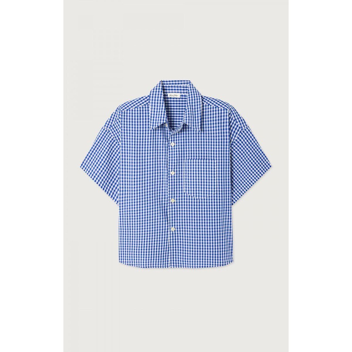 Camicia ampia a quadretti a maniche corte, EKIROW vichy blu, AMERICAN VINTAGE