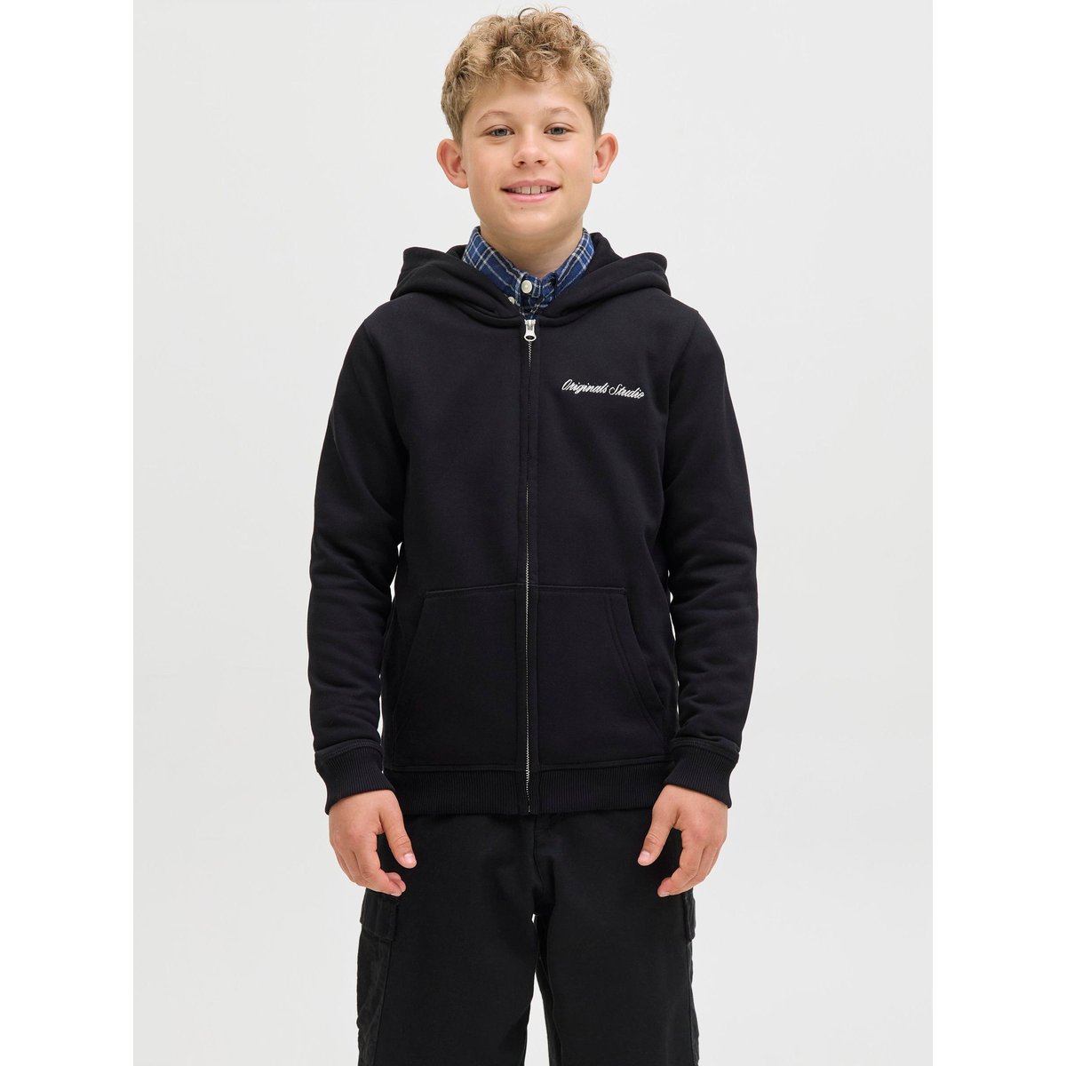 Sweat À Capuche Zippé noire - black, JACK & JONES JUNIOR