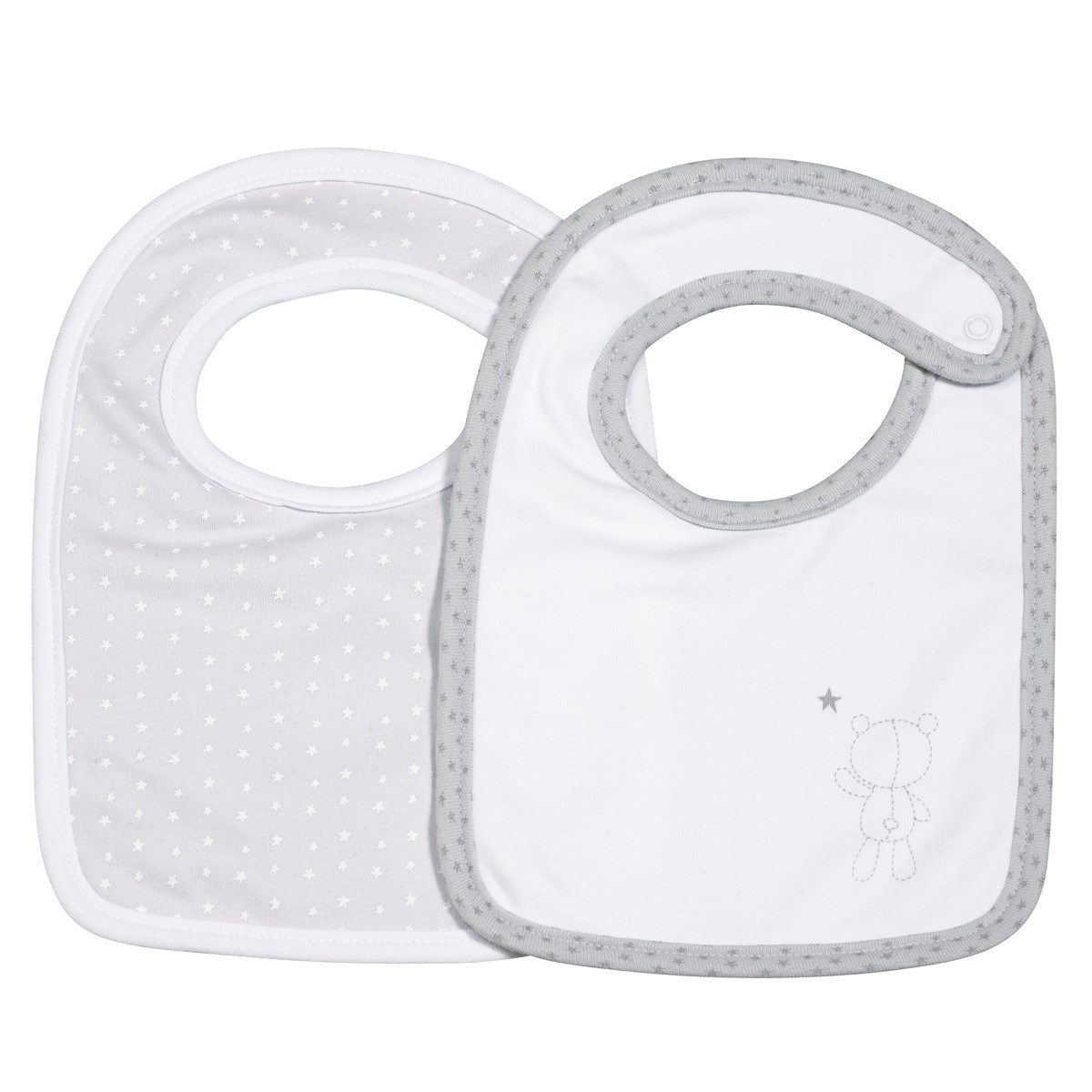 Bavoirs lot de 2 en coton gris, SAUTHON