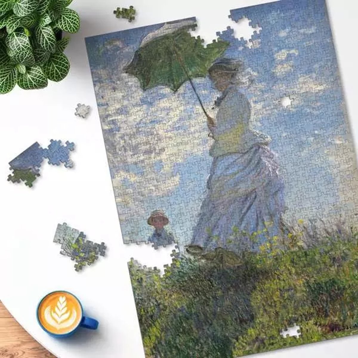 Puzzle Femme à l'ombrelle Claude Monet 1000 pcs blanc, RAVENSBURGER