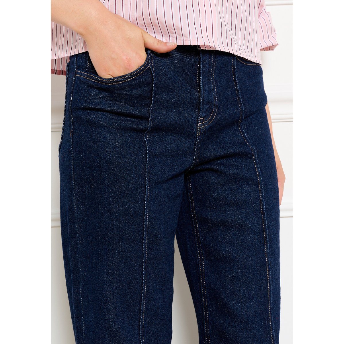 Jean large taille haute dark blue, LOLALIZA
