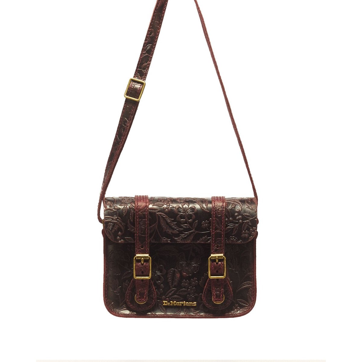 Petit sac bandoulière en cuir Crazy Horse rouge, DR. MARTENS