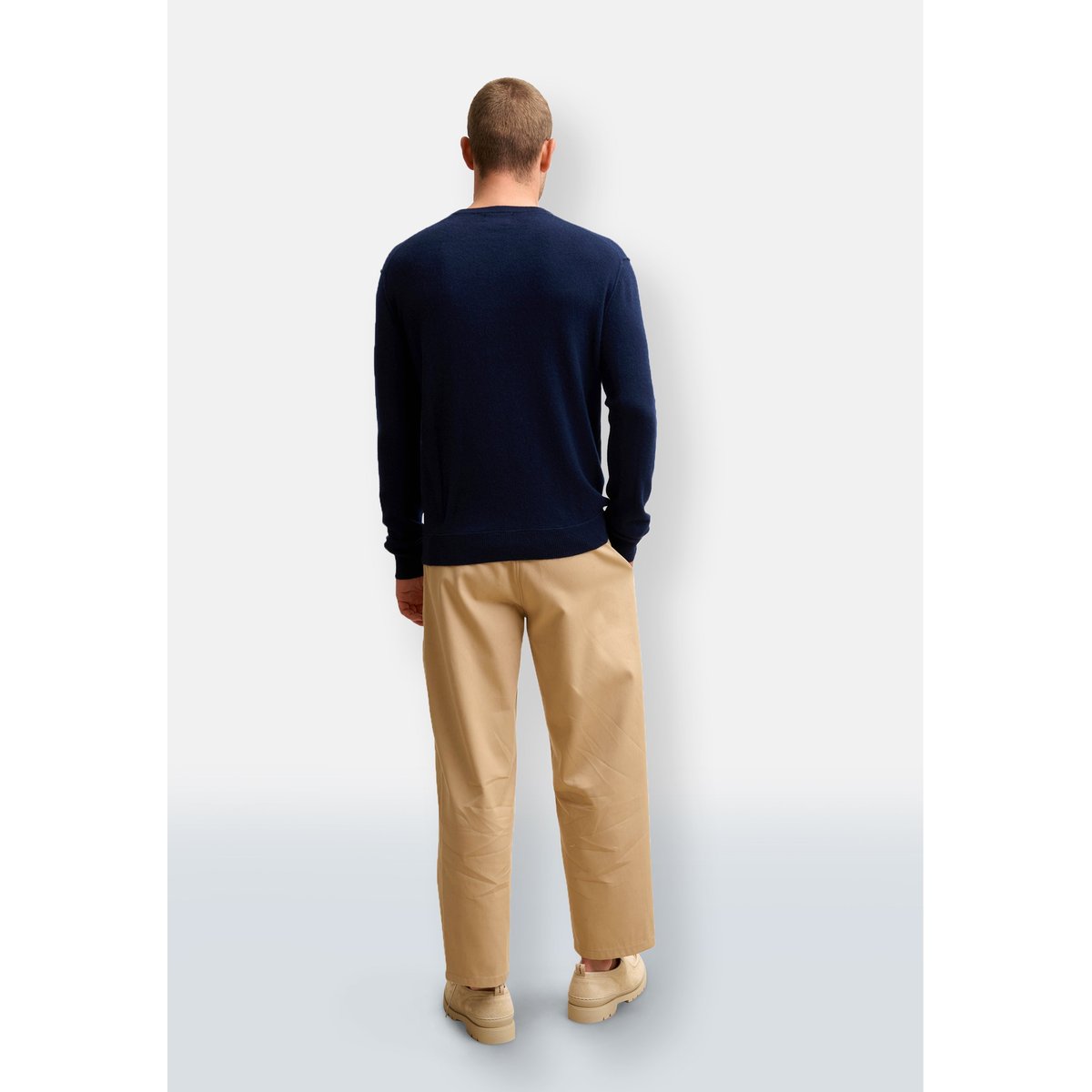 Pull Col V Navy Tom bleu foncé, JUST CASHMERE