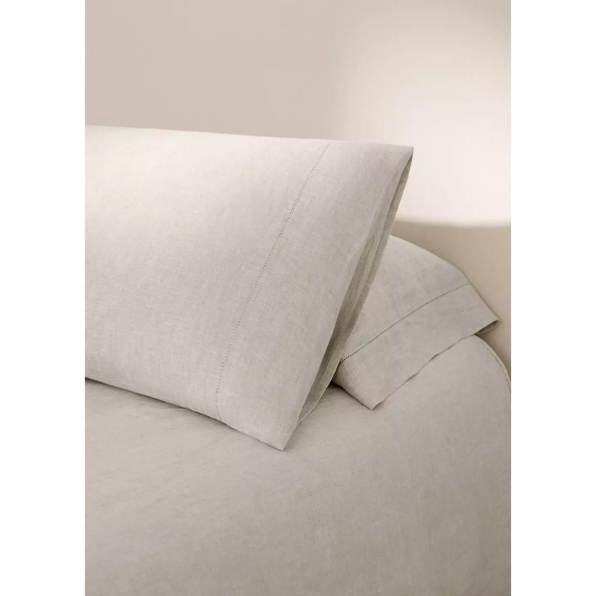 Taie d'oreiller lin lavé ajouré 45x110 cm beige, MANGO HOME