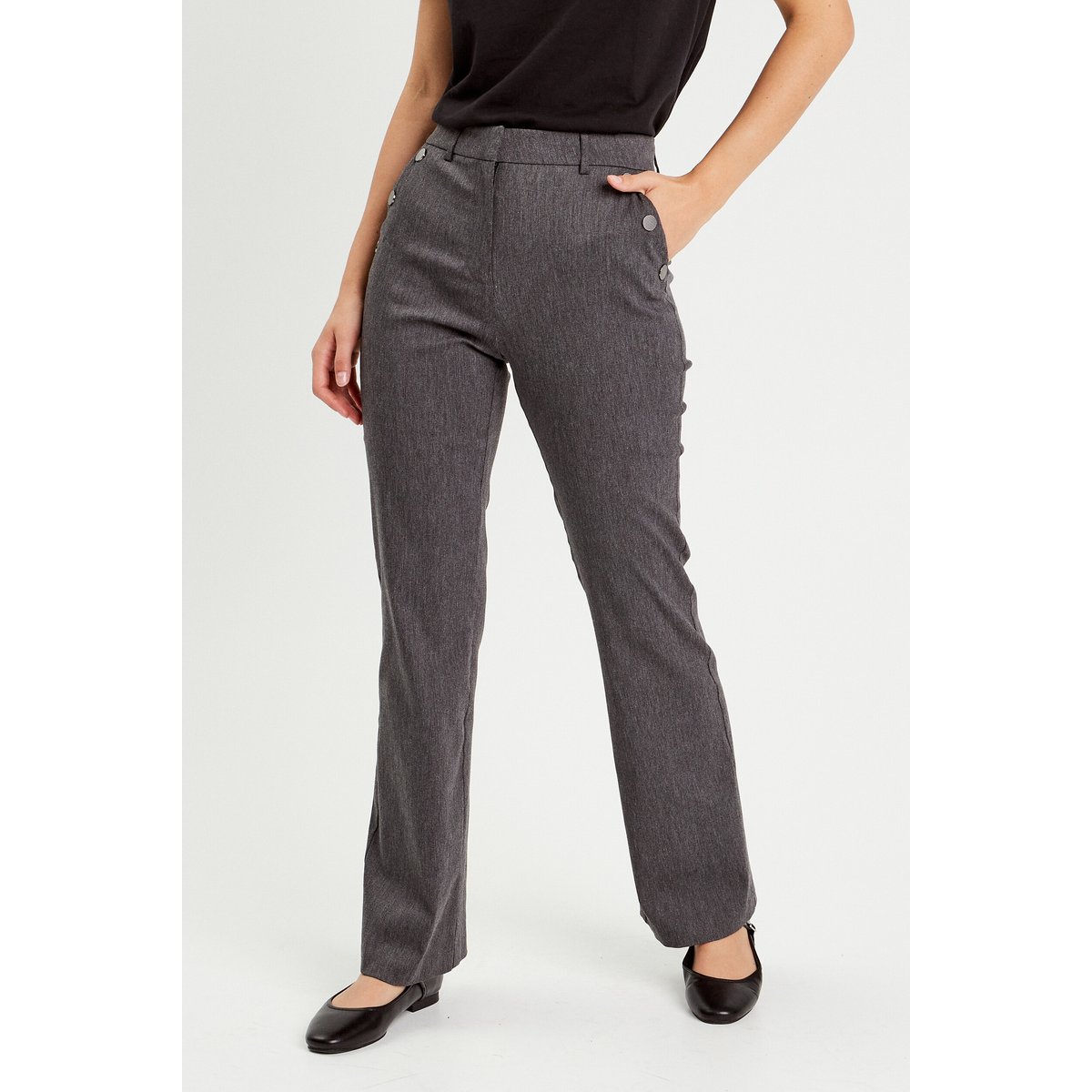 Pantalon flare pont gris foncé, CACHE CACHE