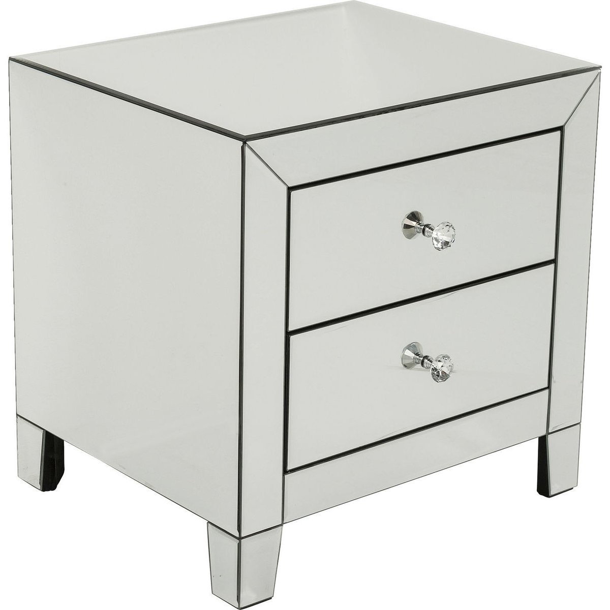 Chevet 2 tiroirs en verre miroir, LUXURY argent, KARE DESIGN