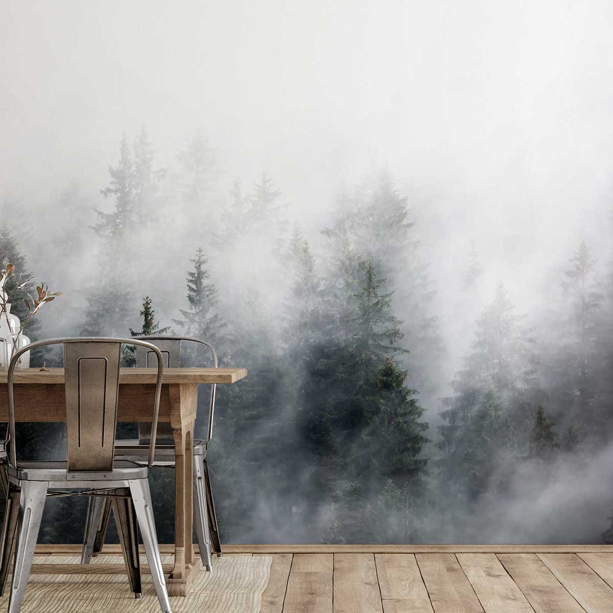 Papier peint bois sous la brume intissé, HEXOA