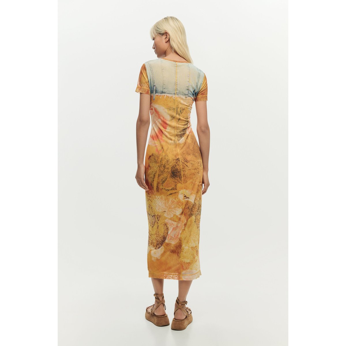 Robe slim hybride jaune, DESIGUAL