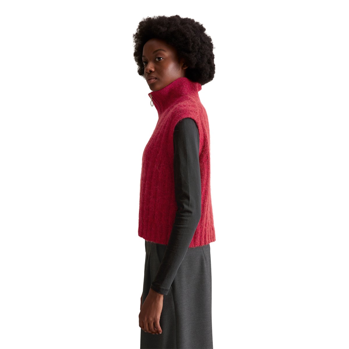 Pull-over troyer relaxed en noble mélange de laine et de laine d'alpaga rouge, MARC O’POLO DENIM