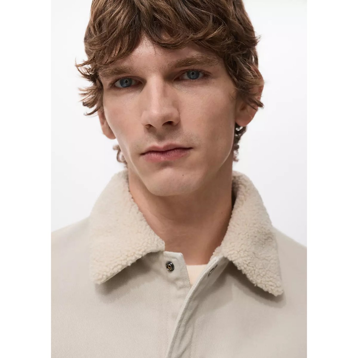 Blouson en jean doublure imitation mouton retourné sable, MANGO MAN