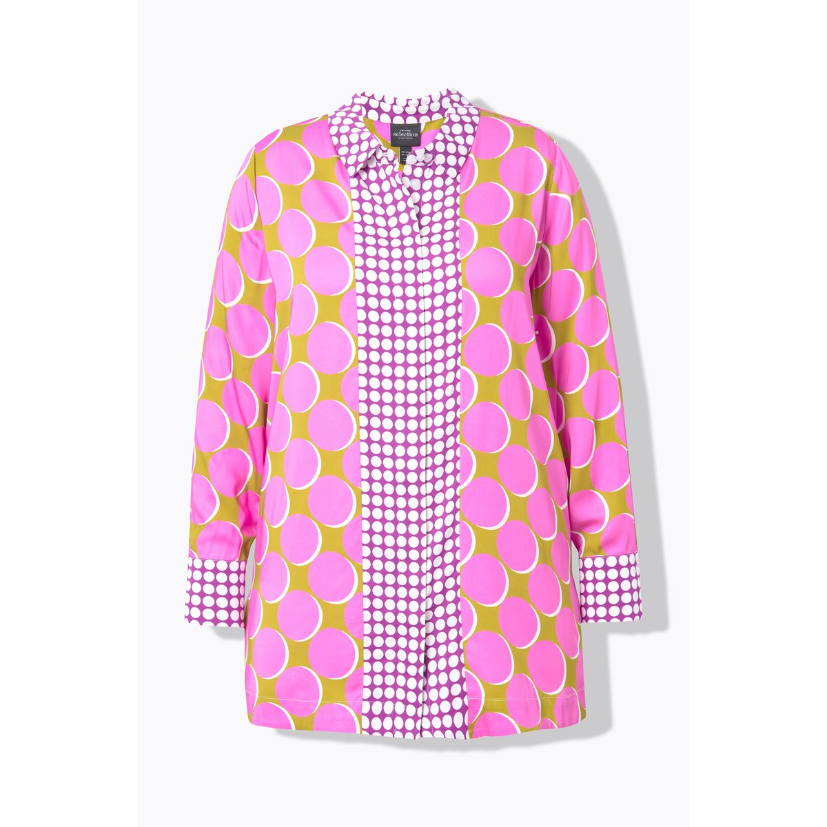 Chemisier long en satin, imprimé patchwork or foncé, ULLA POPKEN