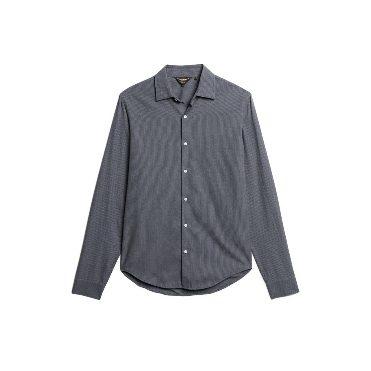 Chemise habillée en coton à manches longues mix bleu marine, SUPERDRY