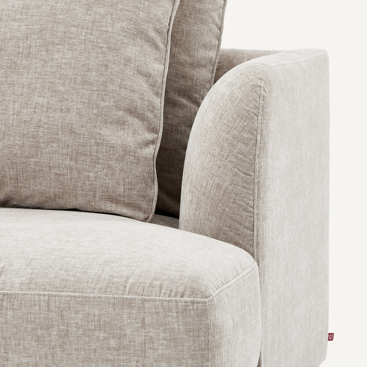 Demi-canapé droit, modulable en velours chenille, TIBERIO gris clair, AM.PM