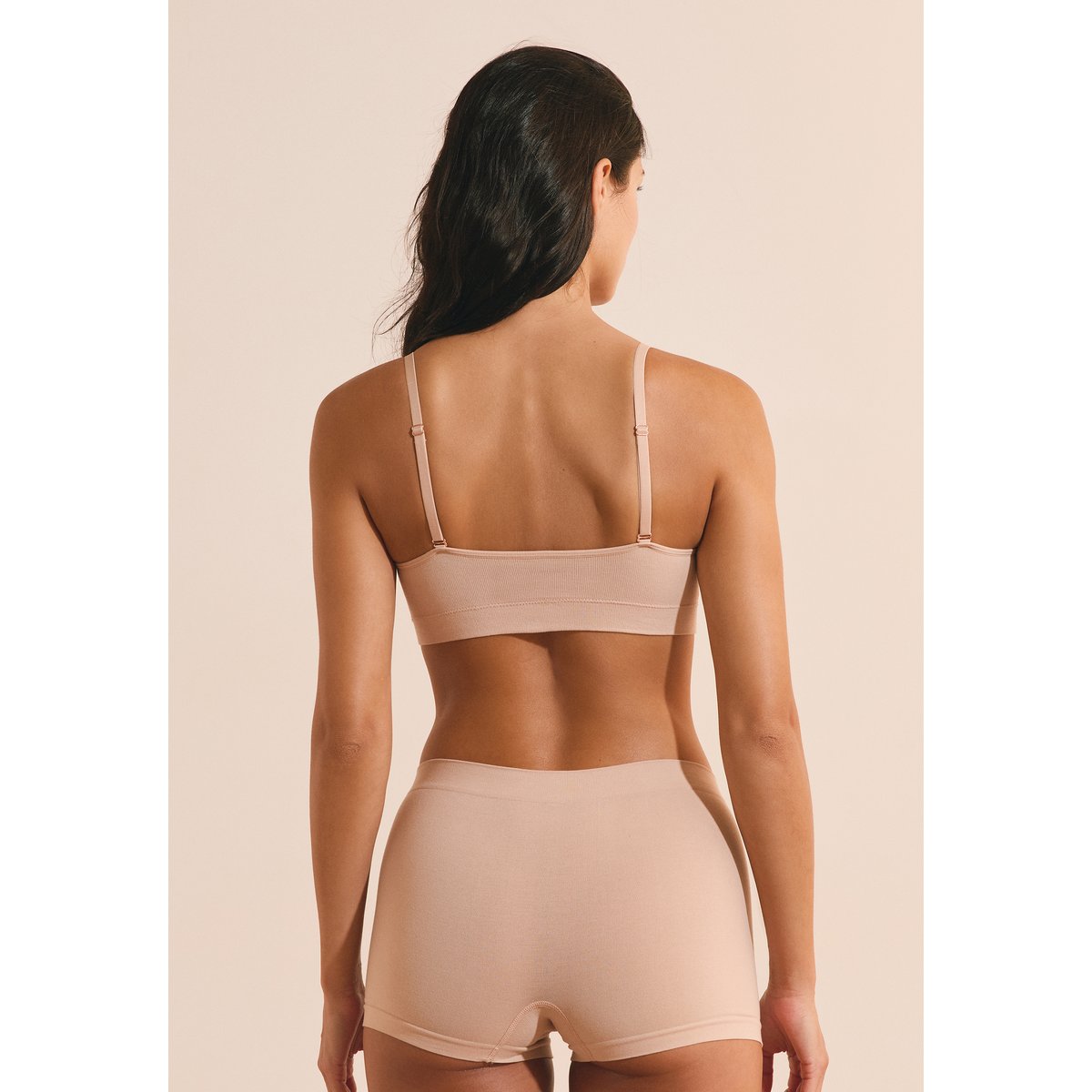 Soutien-gorge bandeau avec bretelles amovibles en coton AMANDE lin, ETAM