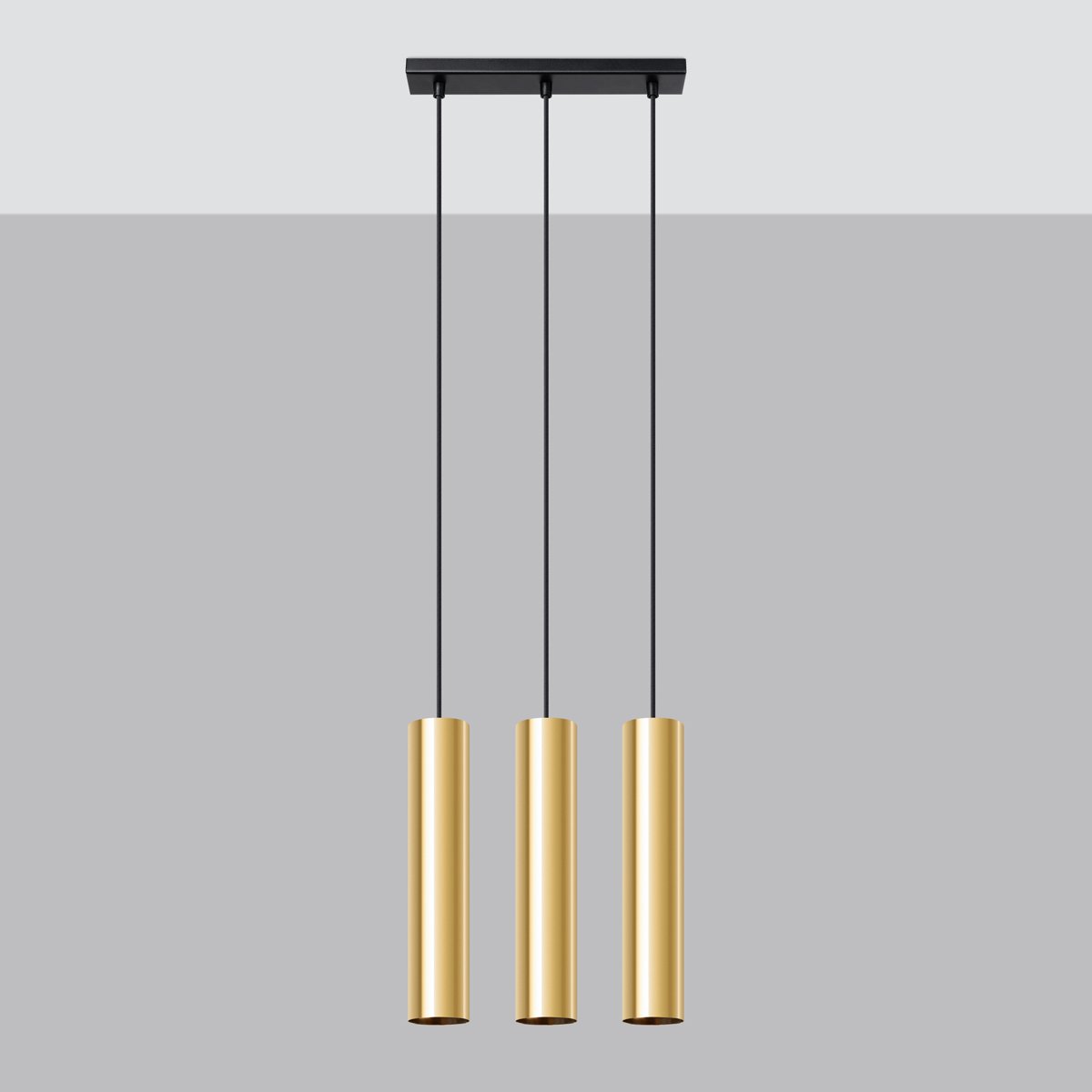 Suspension Acier Éclat Doré GU10 3 Lagos jaune, EDEN