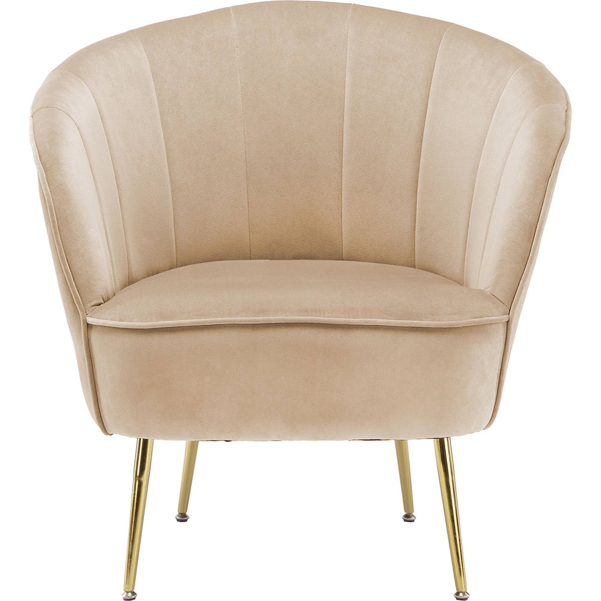 Fauteuil cocktail capitonné en velours doré crème doux avec pieds dorés, ARTE ESPINA