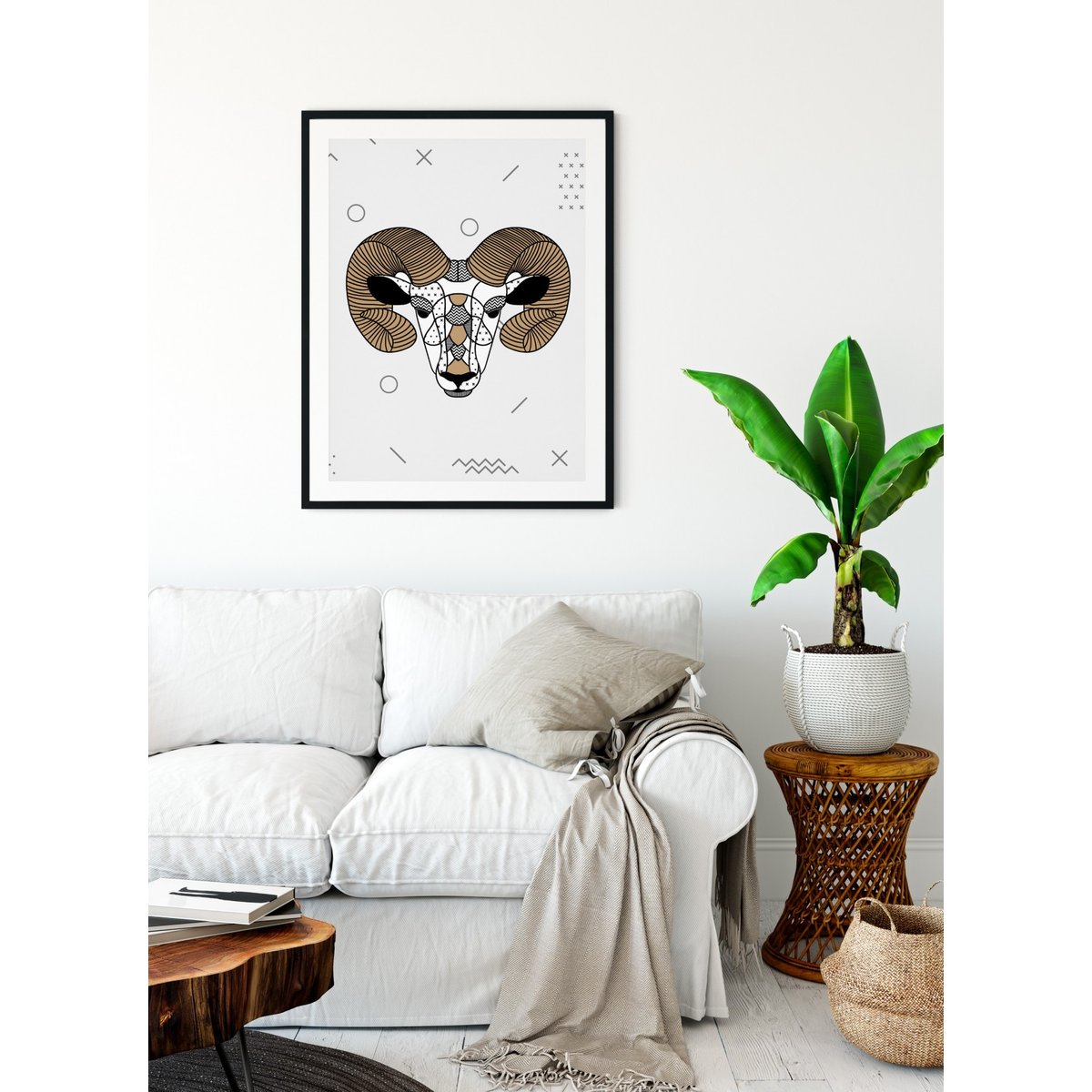 Affiche Bélier scandinave blanc, L'AFFICHERIE
