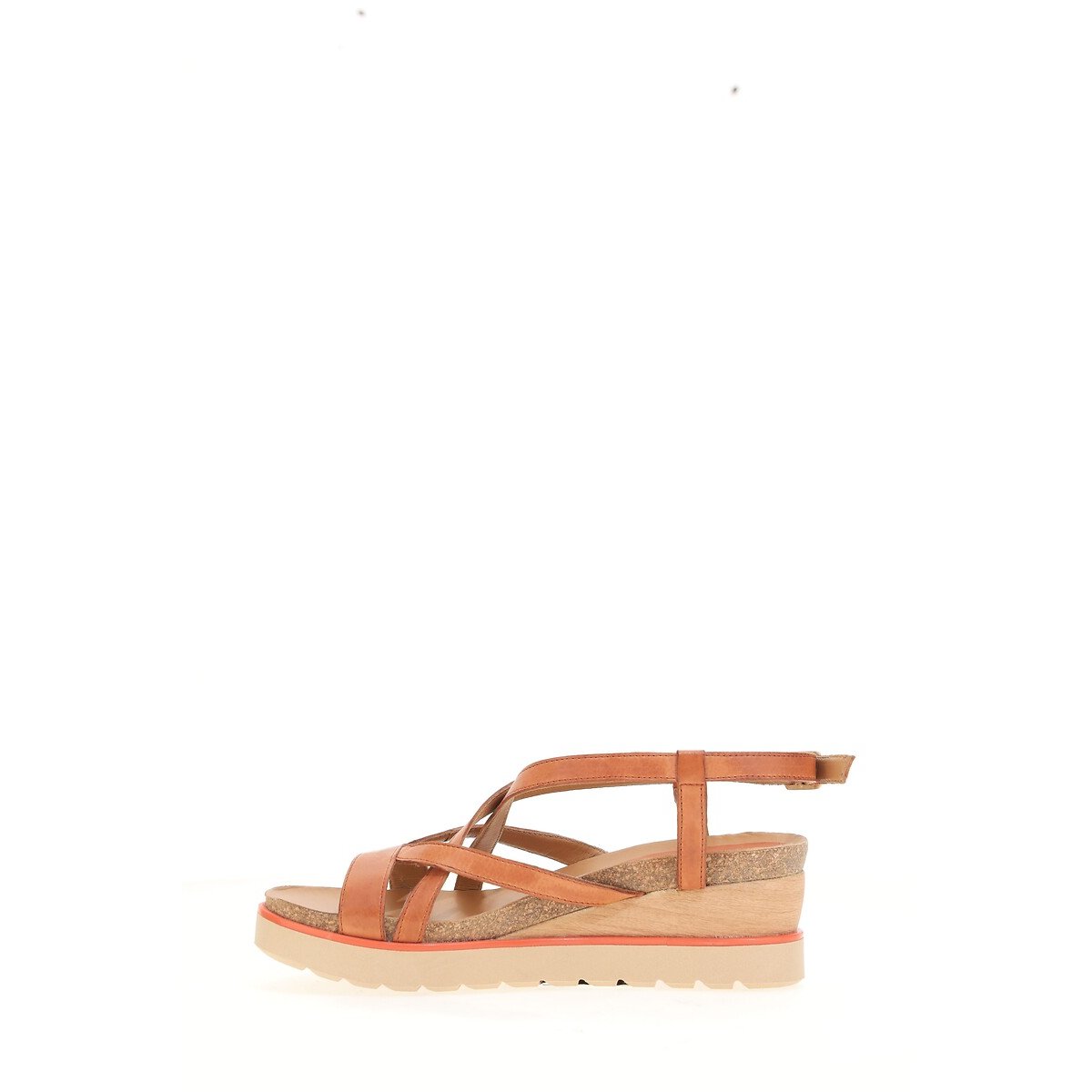 Sandales compensées en cuir cannelle, MJUS
