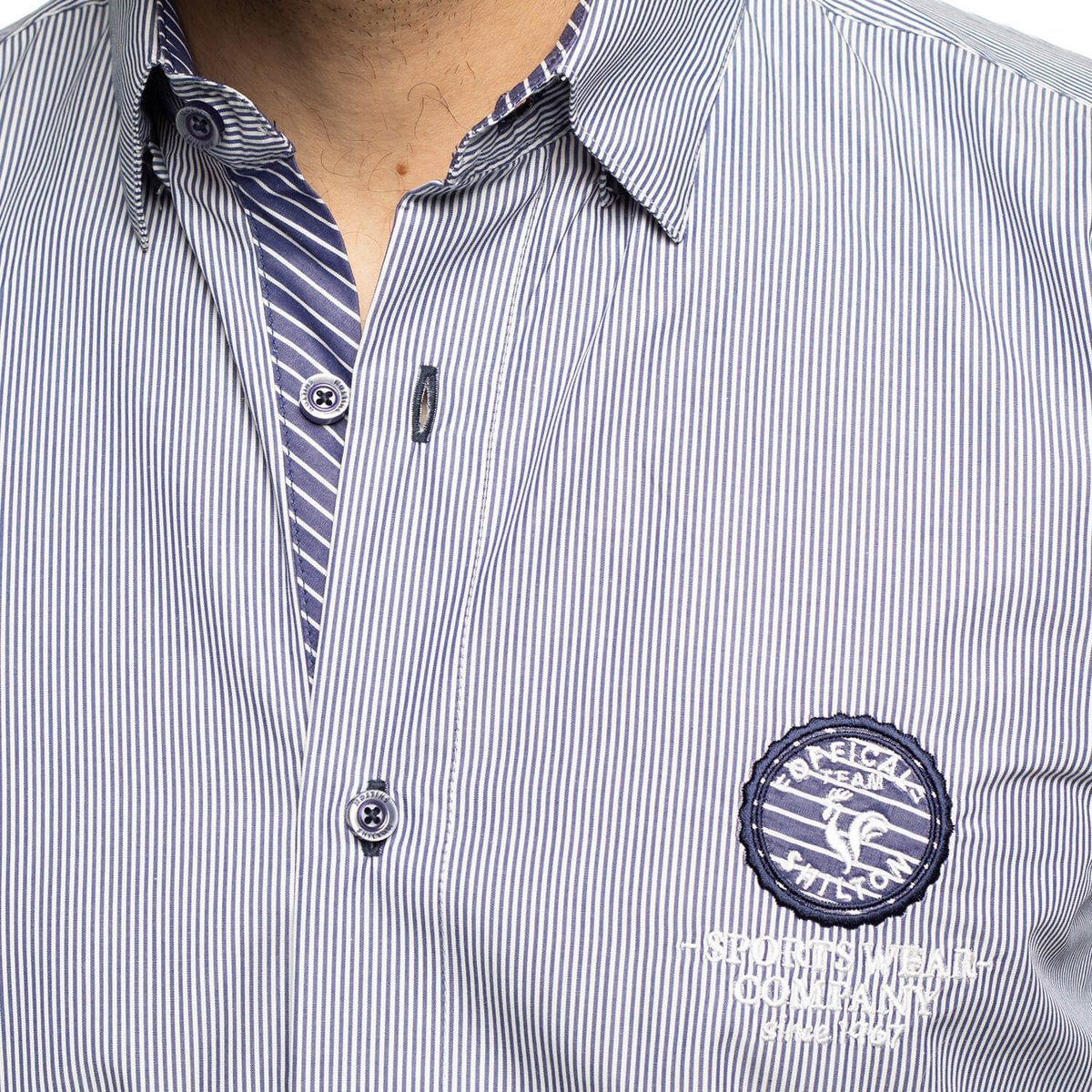 Chemise rayée manches longues COMPANY navy, SHILTON