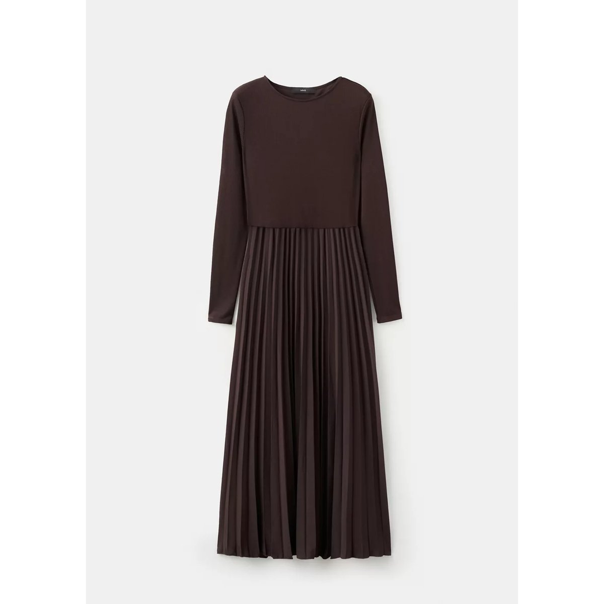 Robe midi évasée ceinture chocolat, MANGO