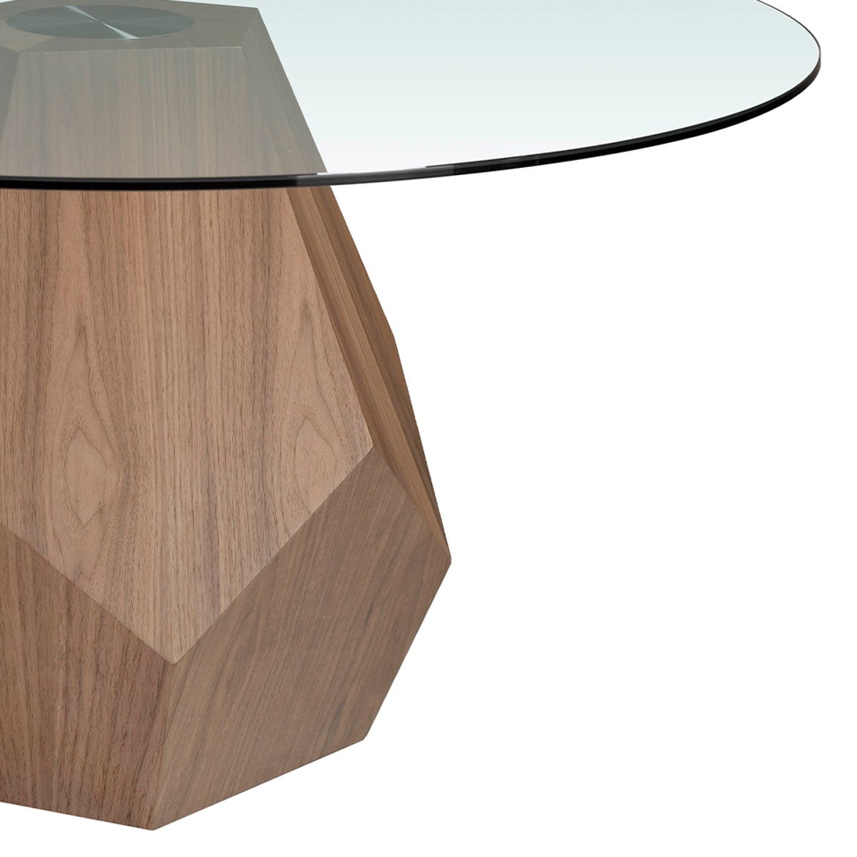 Table à manger ronde verre trempé et noyer verre | noyer, ANGEL CERDA