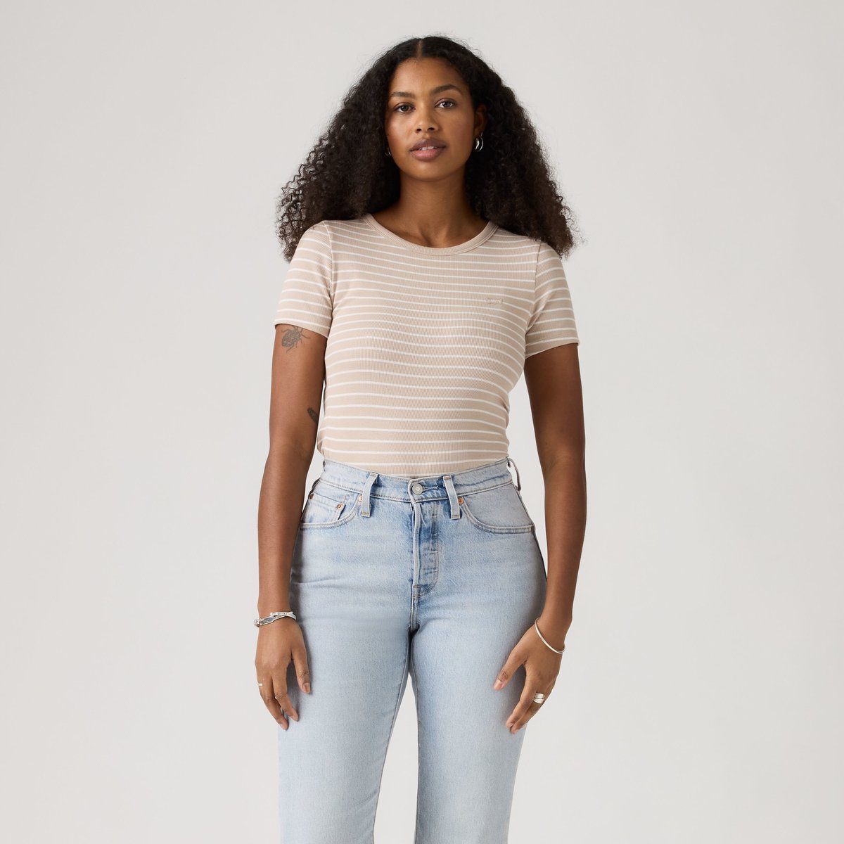 T-shirt Hayes beige - gemini stripe chateau gray, LEVI'S
