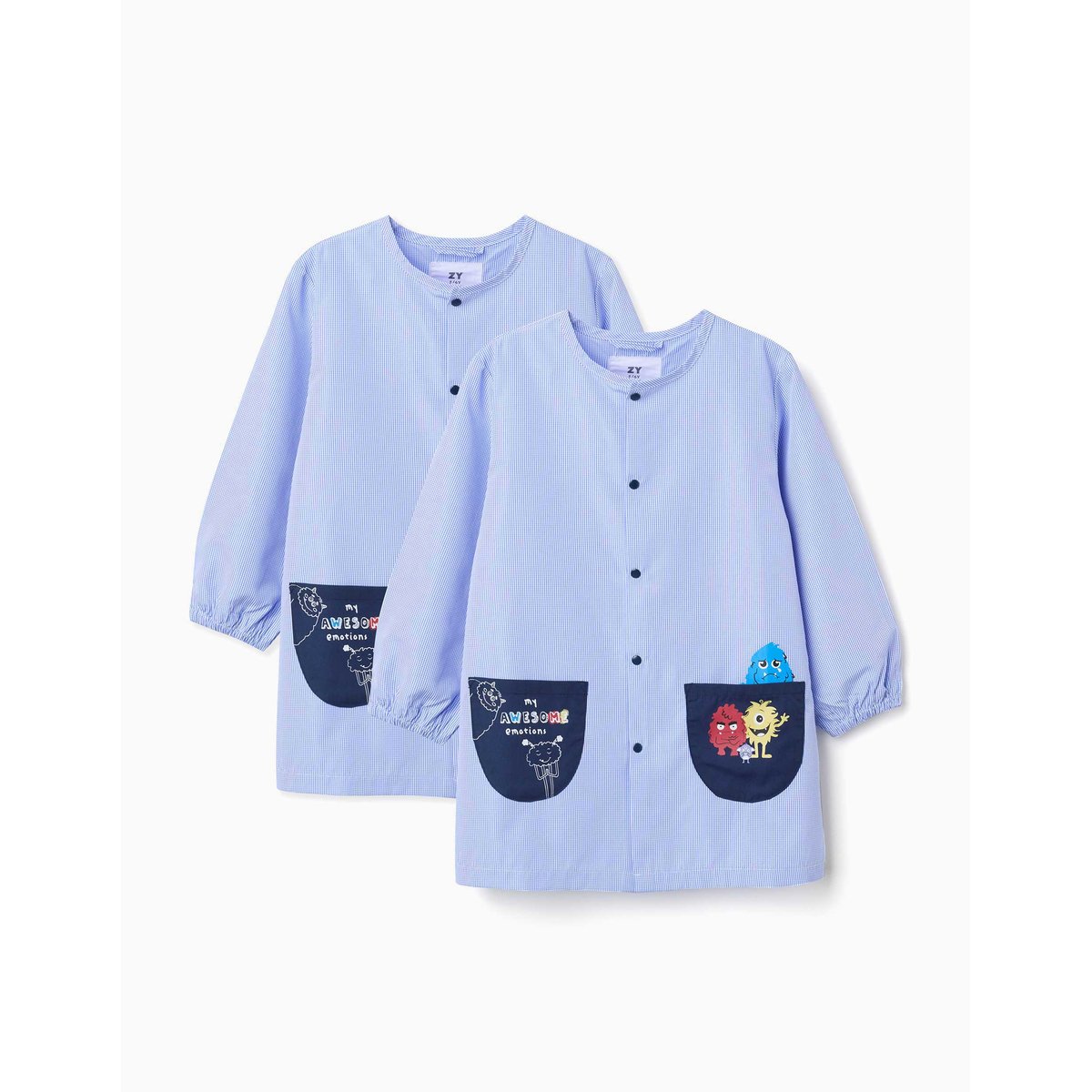 Lot de 2 tabliers d'école avec Monstres des Émotions bleu clair, ZIPPY