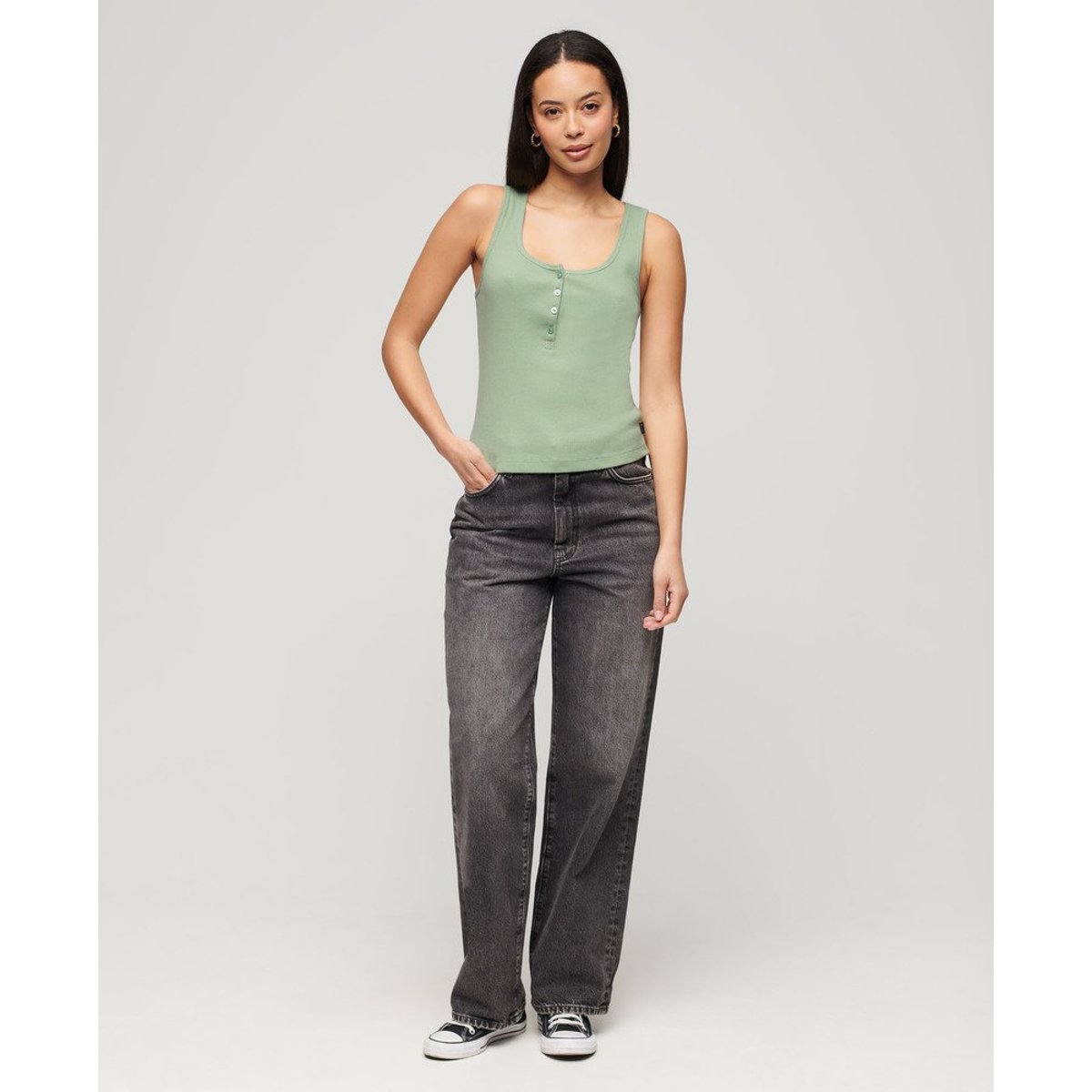 Débardeur boutonné Athletic Essentials vert jade clair, SUPERDRY