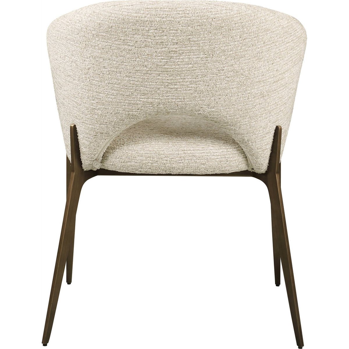 Chaise de salle à manger enveloppante beige naturel linéaire et piètement bronze, RECOLLECTION