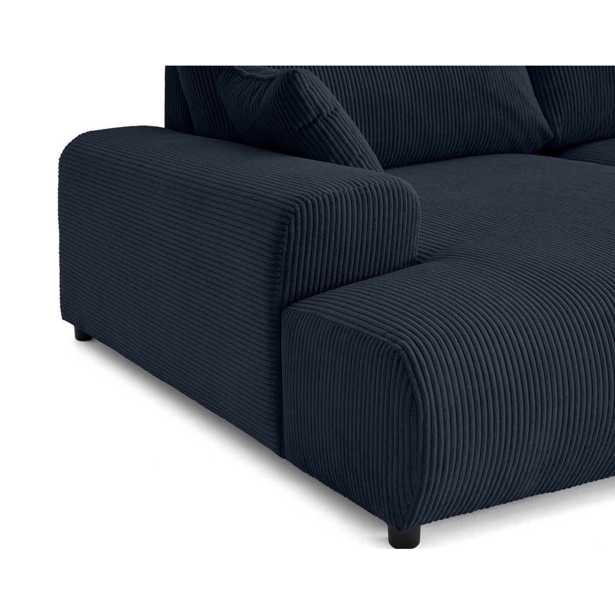 Canapé droit 4 places double méridienne, GARANCE bleu nuit, BEST MOBILIER
