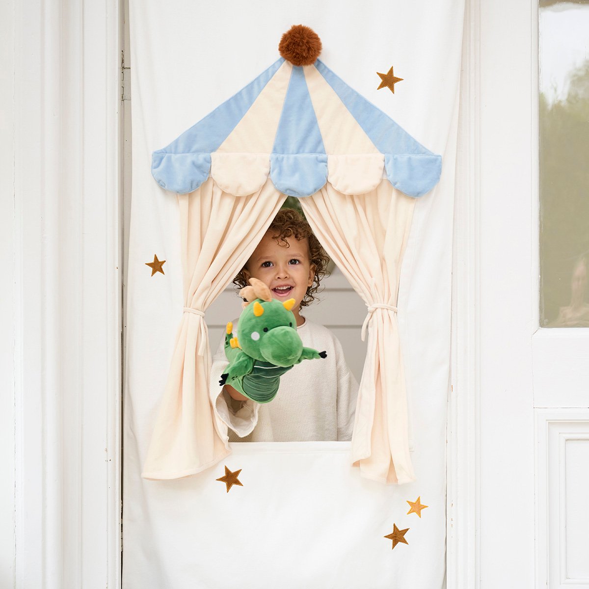 Théâtre de marionnettes pour porte LEGENDE blanc cassé, PETITE AMELIE