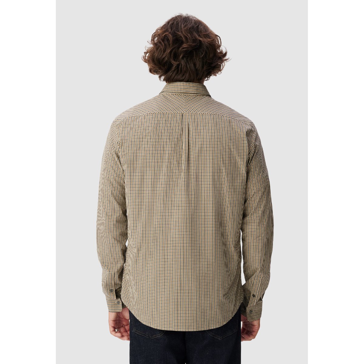 Chemise regular motif carreaux beige foncé, IKKS