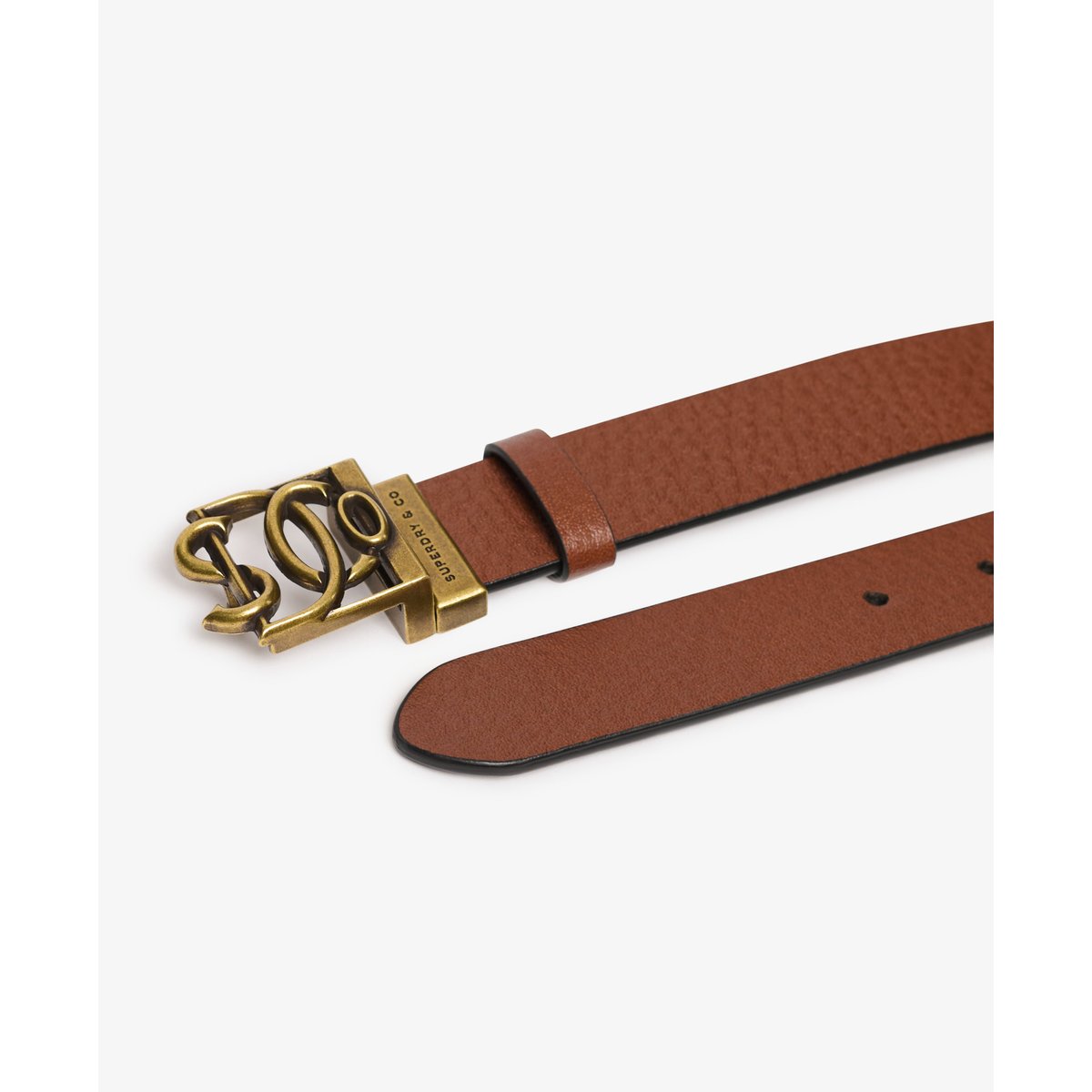 Ceinture en Cuir Monogram brun huile d'argan/noir, SUPERDRY