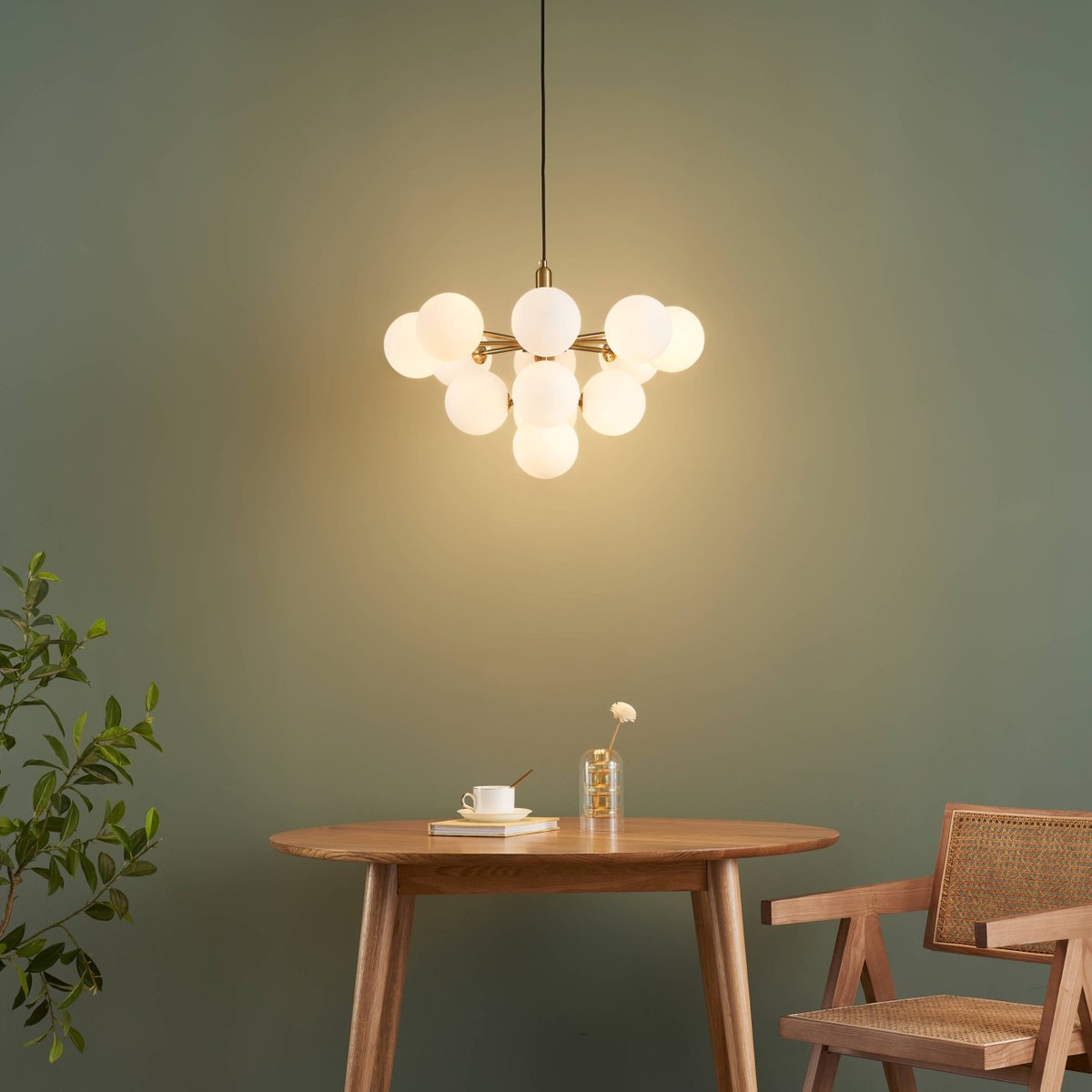 Majestueuse suspension moderne - CORETTA laiton et blanc, KOSILUM