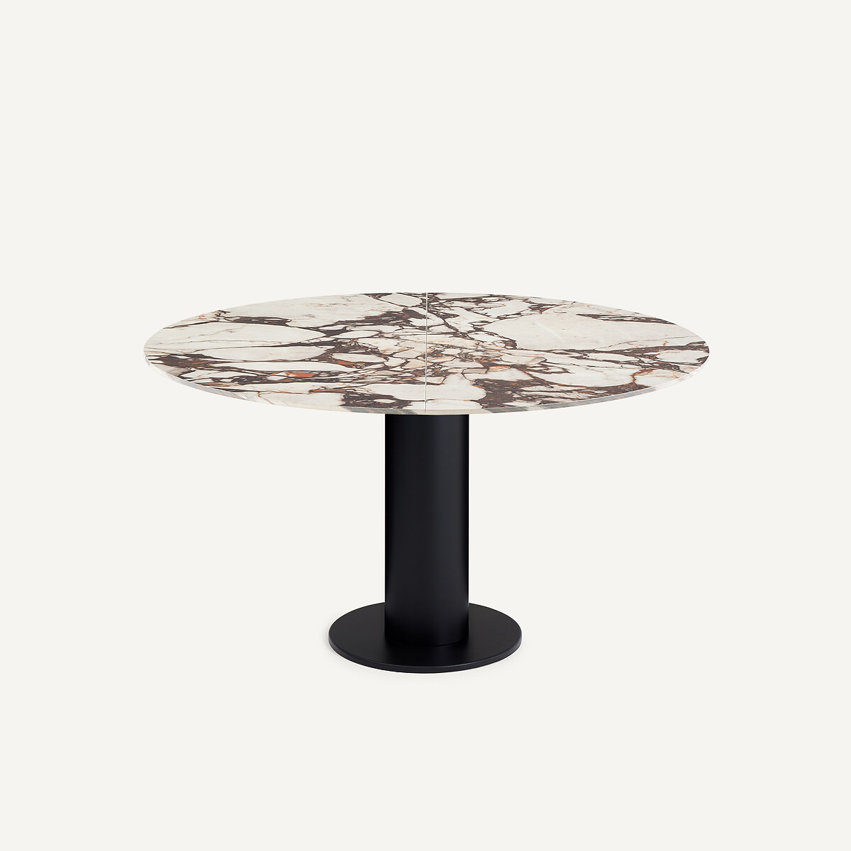 Plateau de table rond, extensible, en céramique, diamètre 135 à 180 cm, EXTENDO céramique marbre brique, AM.PM