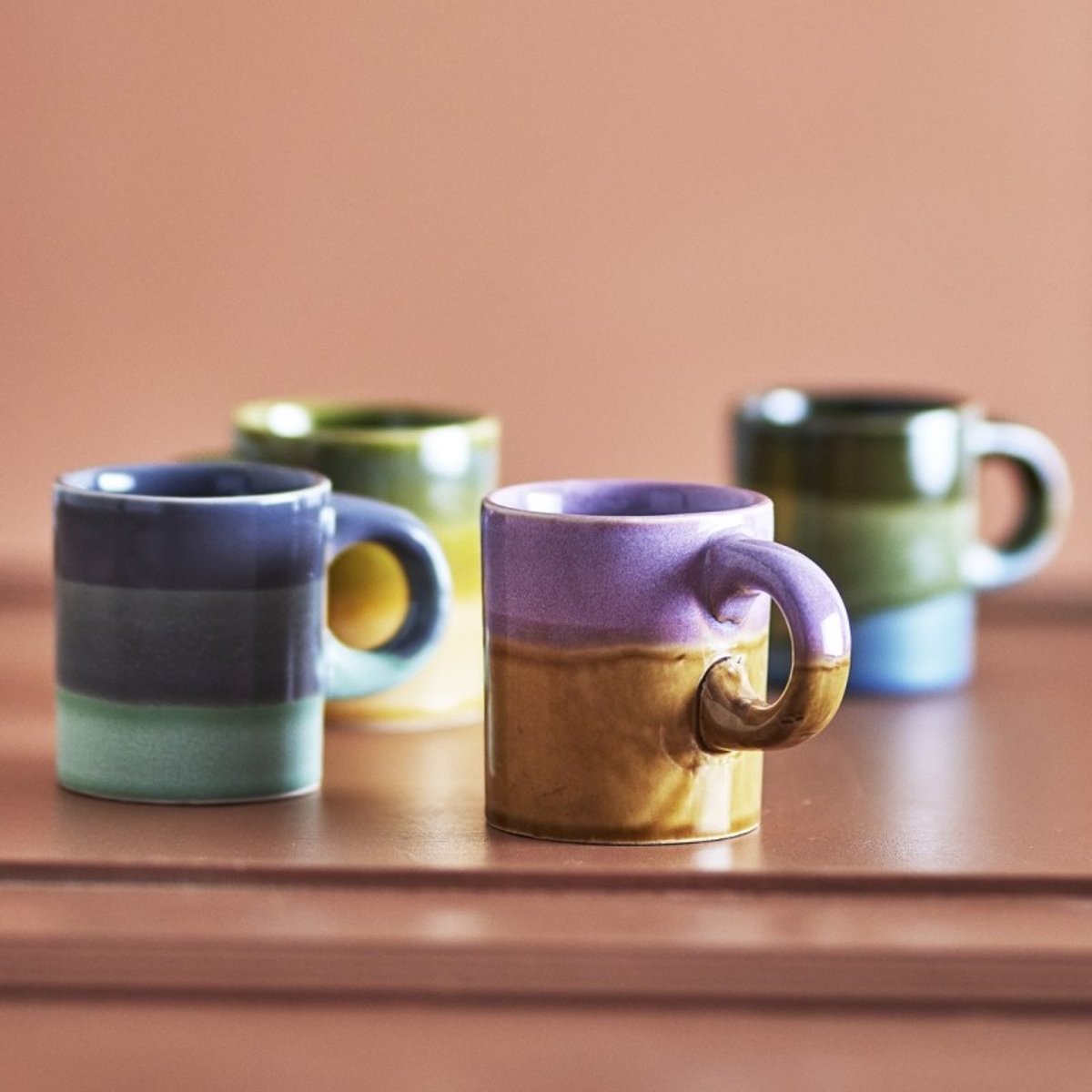 Tasses à café grès JORIS set de 4 multicolore, BLOOMINGVILLE
