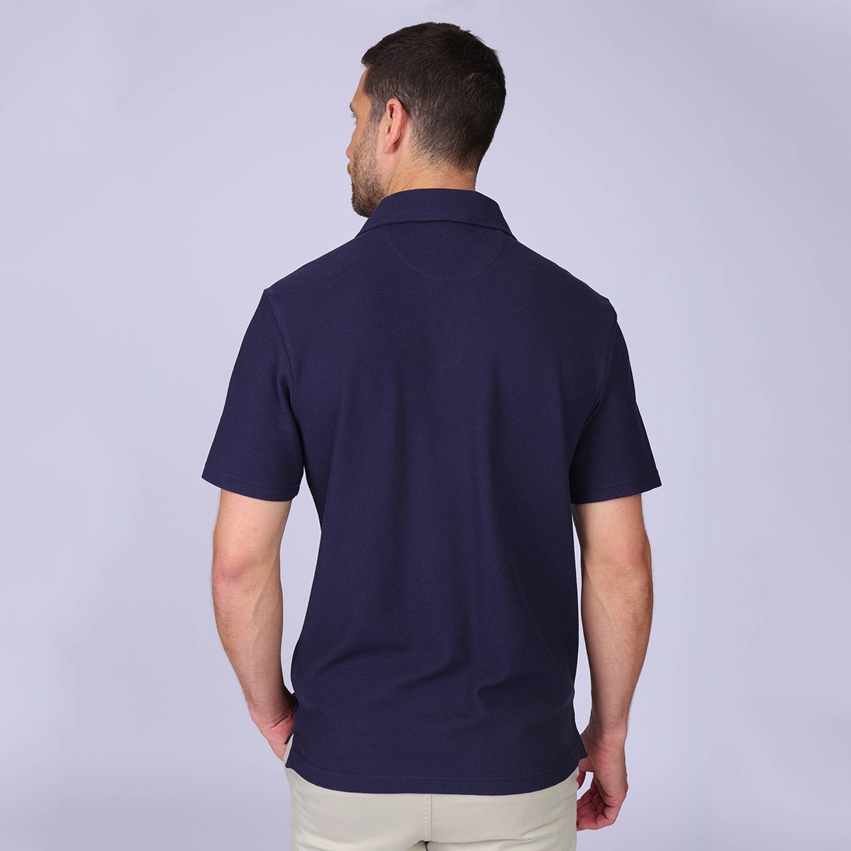 Polo col V Hughes bleu marine, MISE AU GREEN